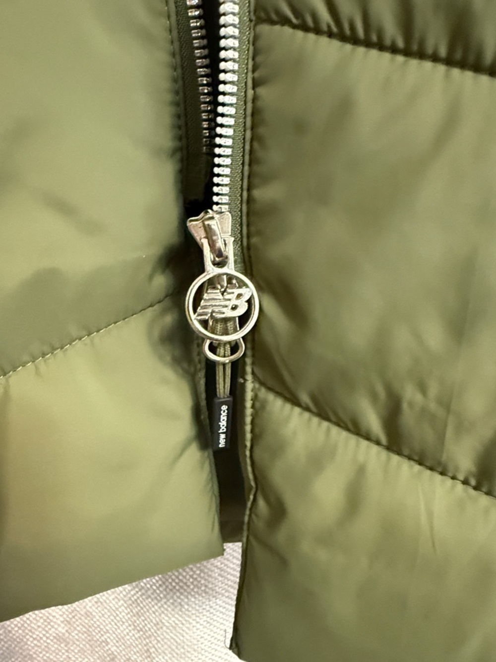 Brand new New Balance Olive Green Long Quilted Puffer Coat - Picture 2 of 6